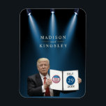 President Trump 🇺🇸✨ Patriotic Wedding Custom Magnet<br><div class="desc">President Trump 🇺🇸✨ Patriotic Wedding Custom Make Weddings Great Again..! 💍 Make your wedding truly unforgettable! This bold and patriotic wedding magnet featuring President Trump is the perfect way to add a unique, conversation-starting touch to your special day. Whether you're a supporter looking to celebrate in style or just want...</div>