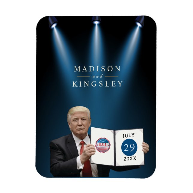 President Trump 🇺🇸✨ Patriotic Wedding Custom Magnet (Vertical)