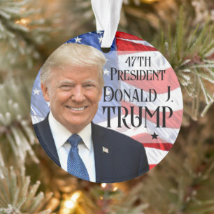 President Trump Photo Gift 47th Donald Trump USA Ornament