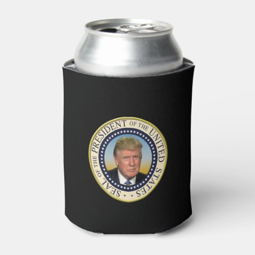 President Trump Photo Presidential Seal Can Cooler