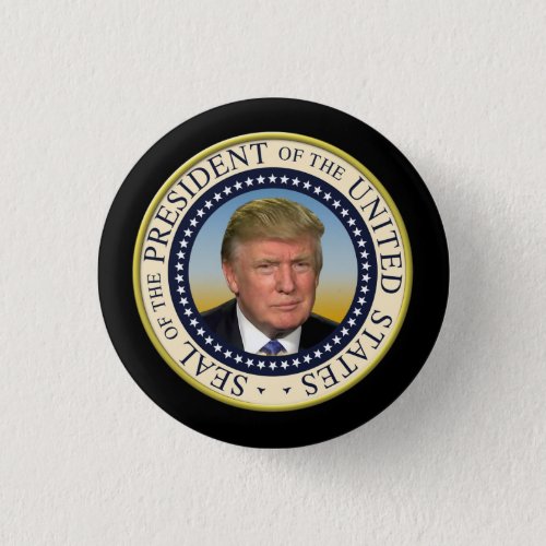 President Trump Photo Presidential Seal Pinback Button