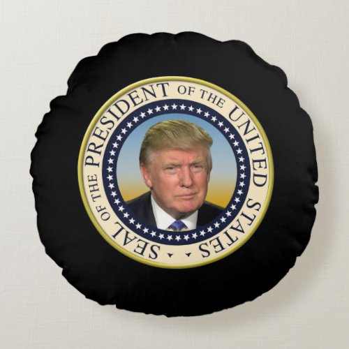 President Trump Photo Presidential Seal Round Pillow