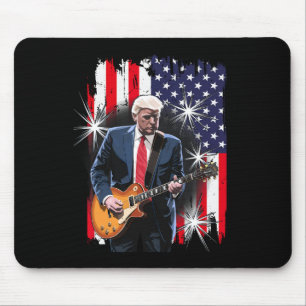 President Trump Playing Guitar With Us Flag Ckgrou Mouse Pad