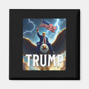 President Trump Riding An Eagle. Patriotic Politic Magnet