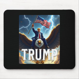 President Trump Riding An Eagle. Patriotic Politic Mouse Pad