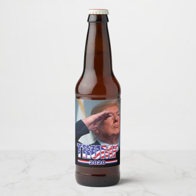 President Trump Salutes - Trump 2020 Beer Bottle Label (Front)
