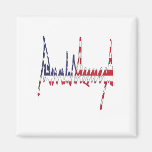 President Trump Signature USA Flag Color Patriotic Magnet
