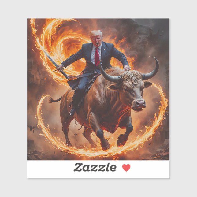 President Trump Triumph On a Bull Sticker (Sheet)