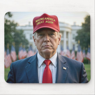President Trump With a Red MAGA Hat Mouse Pad