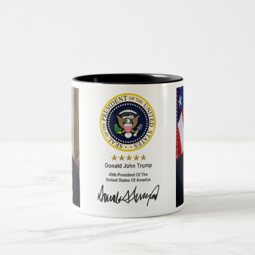 President Trump With Seal And Signature High Quali Two_Tone Coffee Mug