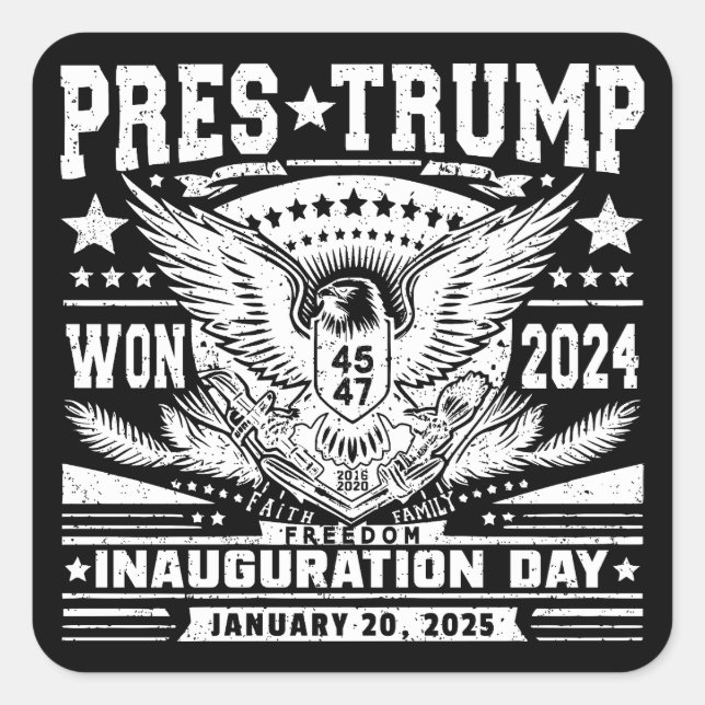 President Trump Won 2024 Square Sticker (Front)