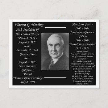 President Warren G Harding Postcard by archemedes at Zazzle