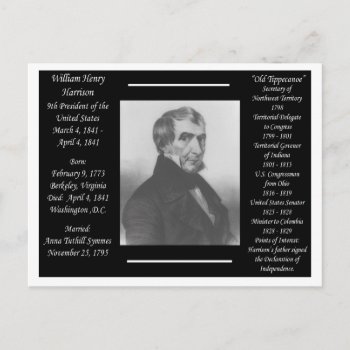 President Willam Henry Harrison Postcard by archemedes at Zazzle