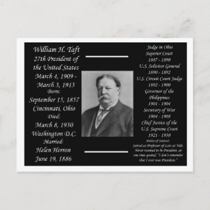 President William H Taft Postcard