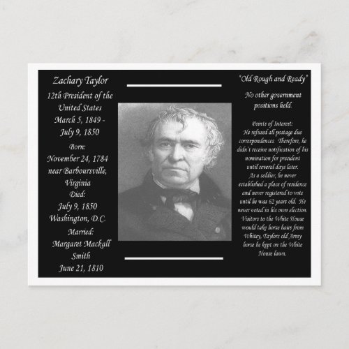 President Zachary Taylor Postcard
