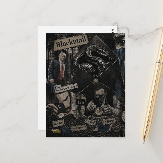 Presidental Blackmail Political Mixed Collage Postcard (Front/Back In Situ)