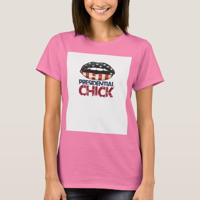 Presidential Chick RED WHITE and BLUE LIPS T-Shirt (Front)