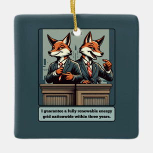 Presidential Fox – Funny Political Satire Animal  Ceramic Ornament