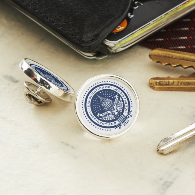Presidential Inauguration Biden Harris 2021 Logo Lapel Pin (In Situ)