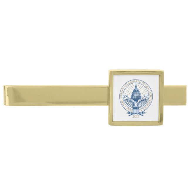 Presidential Inauguration Trump Pence 2017 Logo Gold Finish Tie Bar (Front)