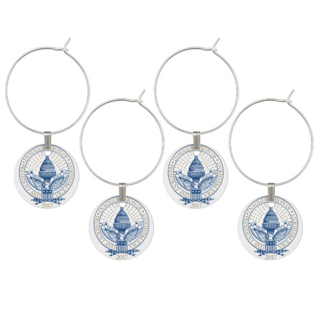Presidential Inauguration Trump Pence 2017 Logo Wine Glass Charm (Staggered)