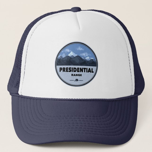 Presidential Range New Hampshire Camping Trucker Hat (Front)