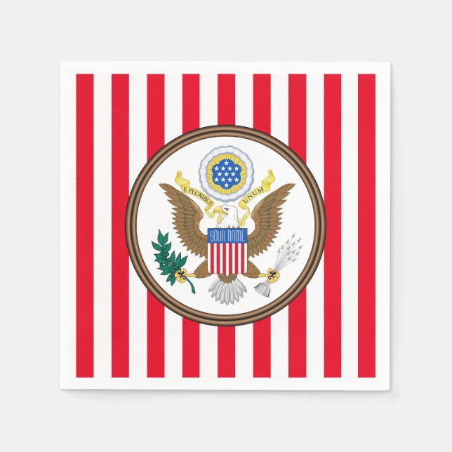 Presidential Seal Stripe Personalize Napkins (Front)