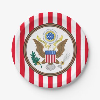 Presidential Seal Stripe Personalize Paper Plates by WRAPPED_TOO_TIGHT at Zazzle