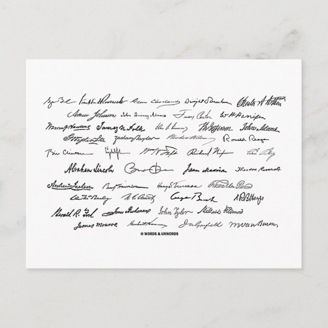 Presidential Signatures (United States Presidents) Postcard (Front)