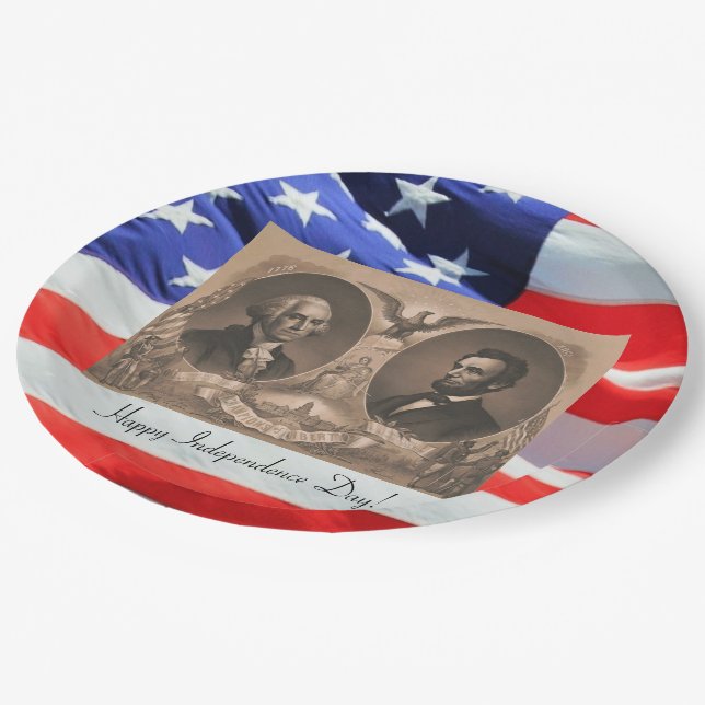 Presidents Abraham Lincoln and George Washington Paper Plates (Angled)
