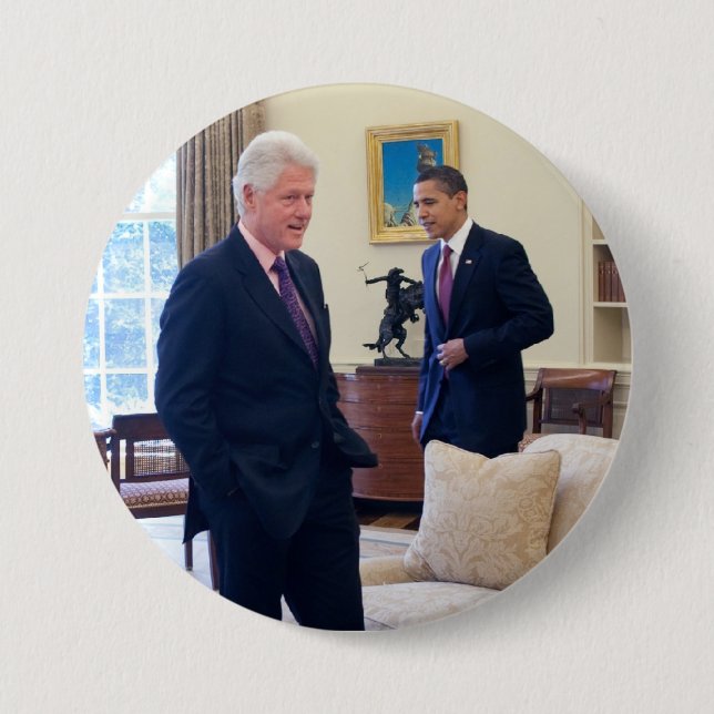 Presidents Barack Obama & Bill Clinton Button (Front)
