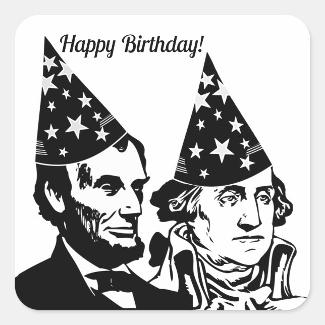 President's Birthday Square Sticker (Front)