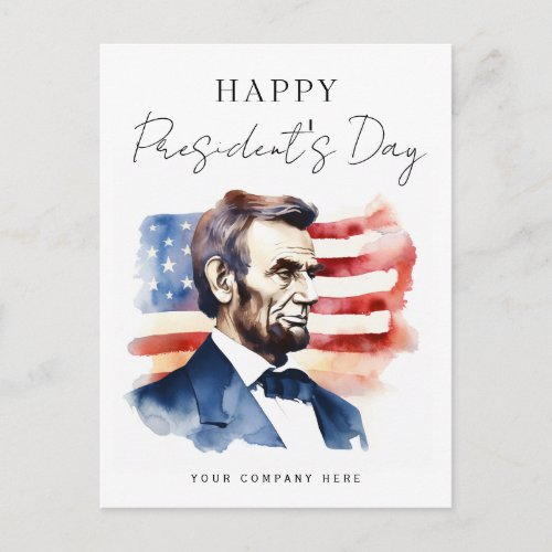 Presidents Day Abraham Lincoln Business  Holiday Postcard