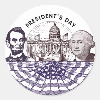 President's Day Classic Vintage Patriotic Round St Sticker