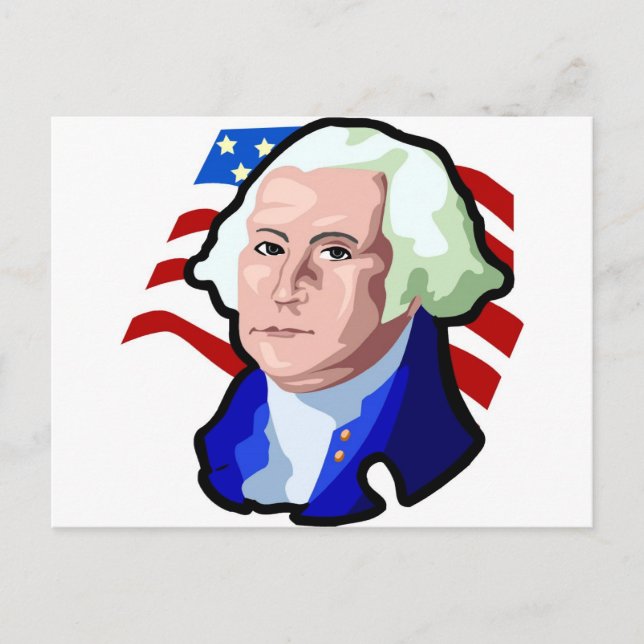Presidents Day, George Washington and USA Flag Postcard (Front)