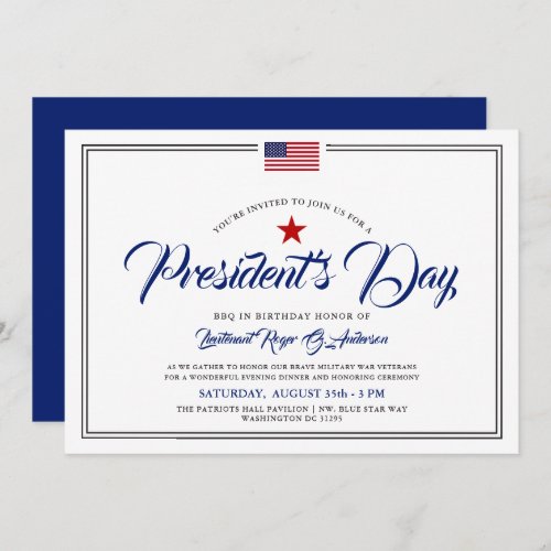 Presidents Day Themed Patriotic Birthday Party Invitation