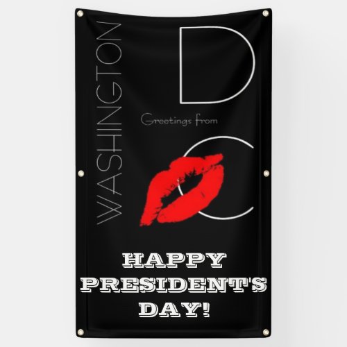 Presidents Day Washington DC Red Lipstick Kiss Banner