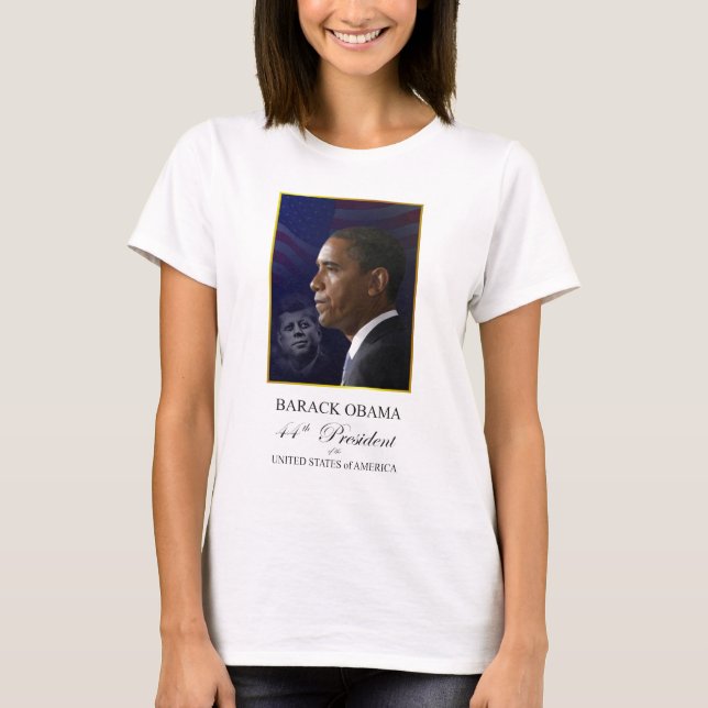 Presidents Obama and Kennedy - Ladies T-shirt (Front)