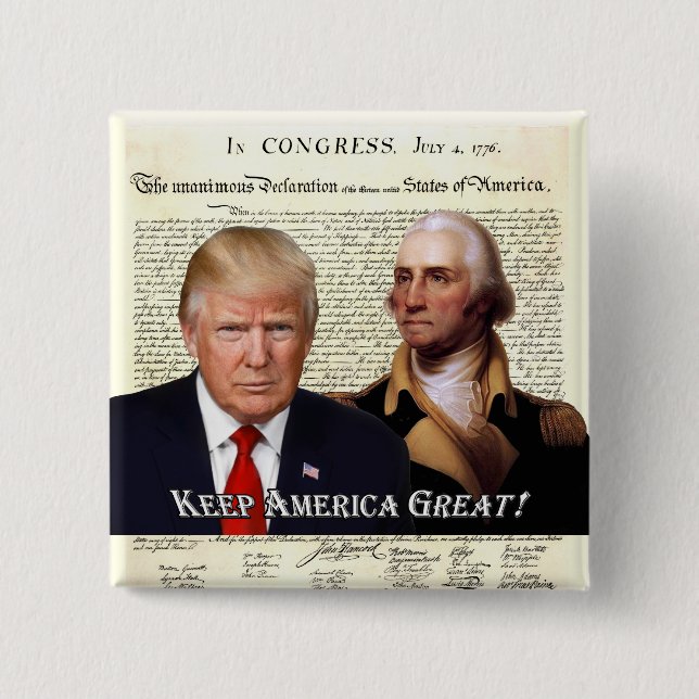 Presidents Trump & Washington - Keep America Great Button (Front)