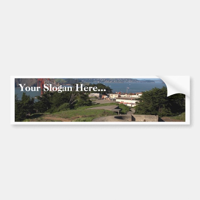 Presidio Gun Turrets And The Golden Gate Bridge In Bumper Sticker