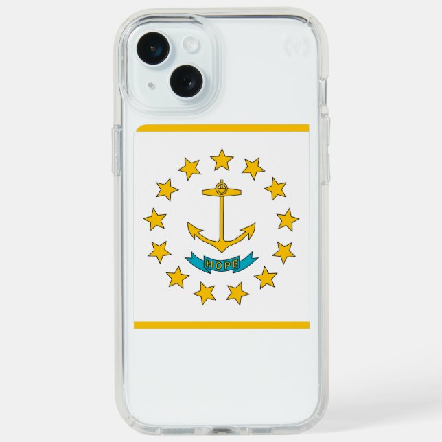 Presidio iPhone 15 Plus, flag of Rhode Island, USA Speck iPhone Case (Front (White))