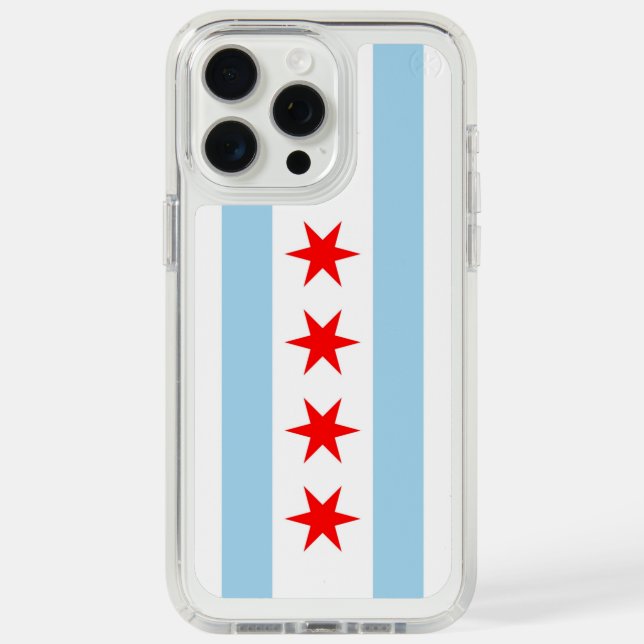 Presidio iPhone 15 Pro Max, flag of Chicago, USA Speck iPhone Case (Front (White Titanium))