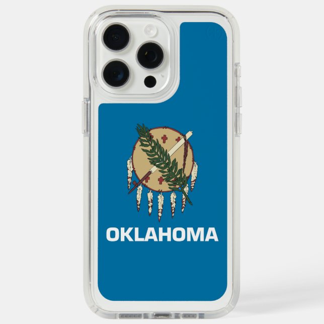 Presidio iPhone 15 Pro Max, flag of Oklahoma Speck iPhone Case (Front (White Titanium))