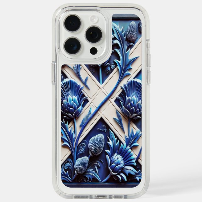 Presidio iPhone 15 Pro Max, Scottish Thistles Speck iPhone Case (Front (White Titanium))