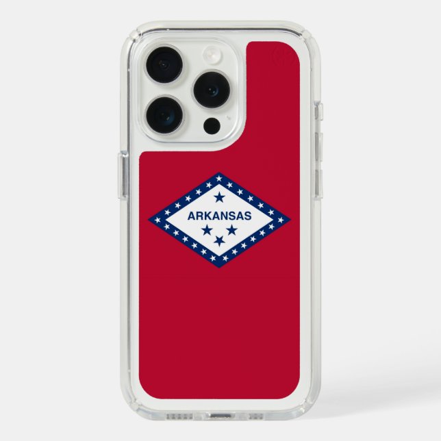 Presidio iPhone 15 Pro with flag of Akansas, USA Speck iPhone Case (Front (White Titanium))