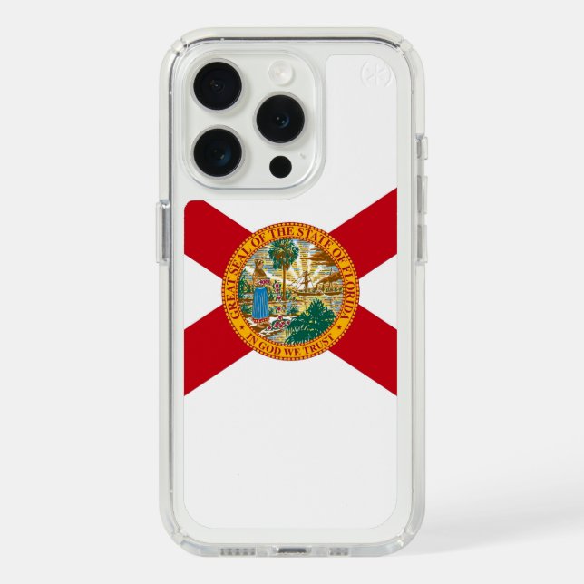 Presidio iPhone 15 Pro with flag of Florida, USA Speck iPhone Case (Front (White Titanium))