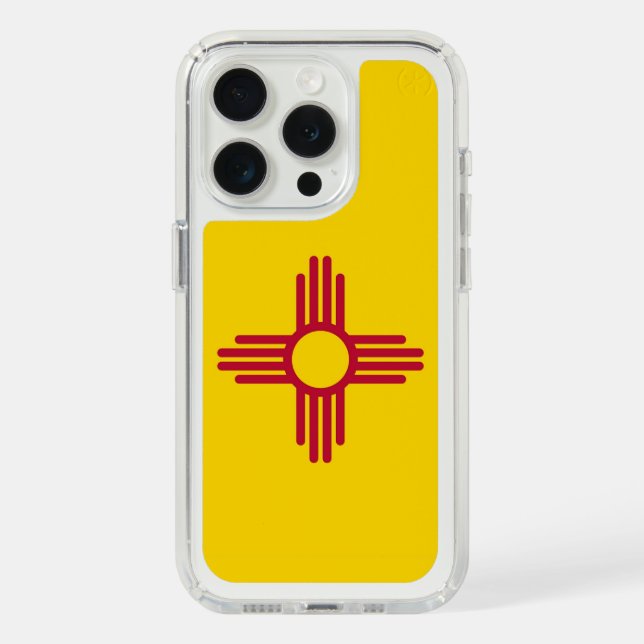 Presidio iPhone 15 Pro with flag of New Mexico, US Speck iPhone Case (Front (White Titanium))