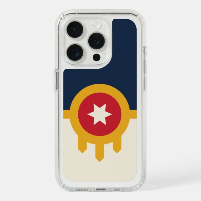 Presidio iPhone 15 Pro with flag of Tulsa, US Speck iPhone Case (Front (White Titanium))