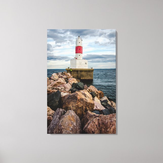 Presque Isle Harbor Breakwater Lighthouse Canvas Print (Front)