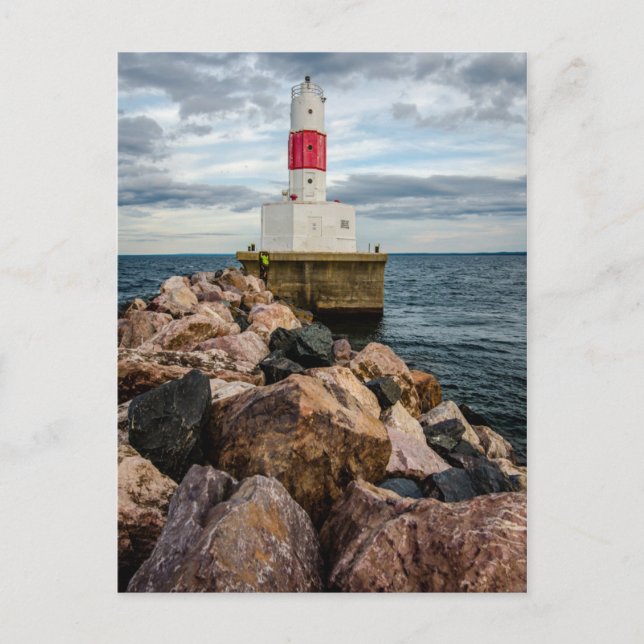 Presque Isle Harbor Breakwater Lighthouse Postcard (Front)